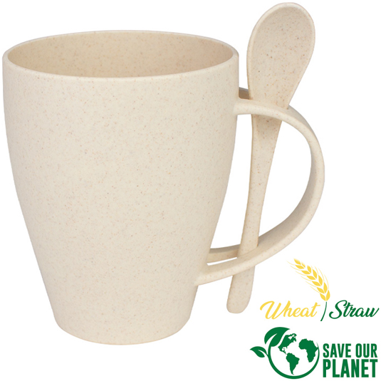 Mug Fibra de Trigo con Cuchara 400 cc