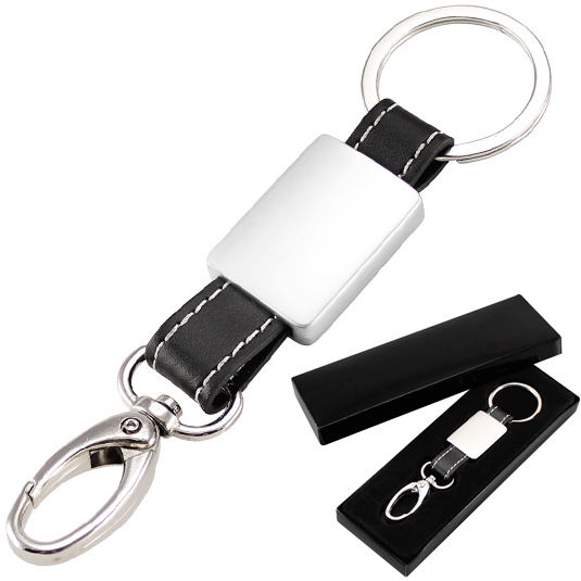 Llavero Metal Cuero Negro
