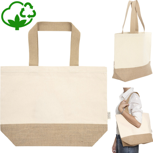 Bolsa Algodón Reciclado y Yute 47x35x14